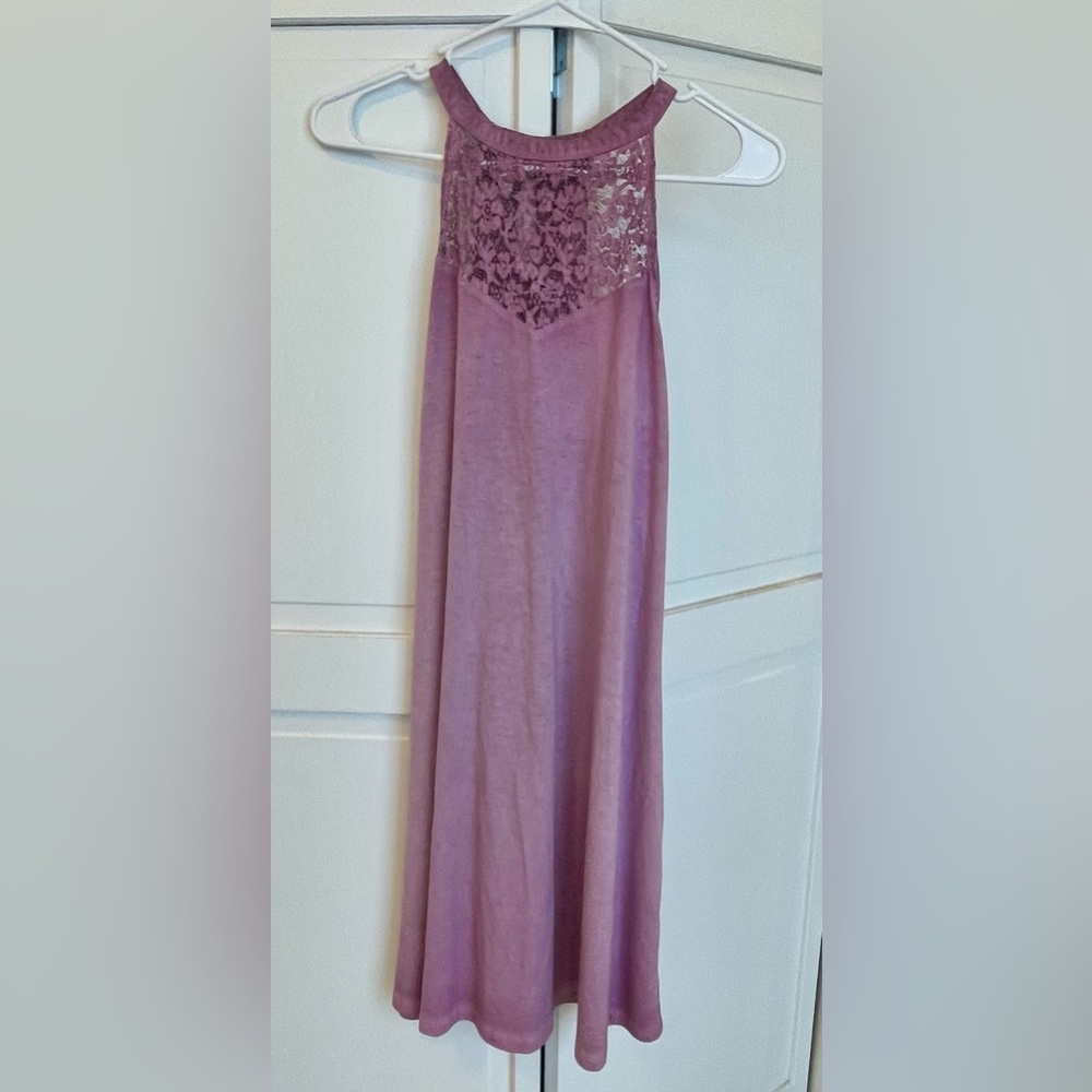 Lavender casual flowy halter top dress lace top women’s s